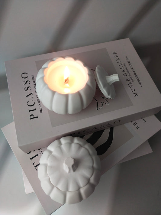 Pumpkin-Shaped Candle with Wooden Wick