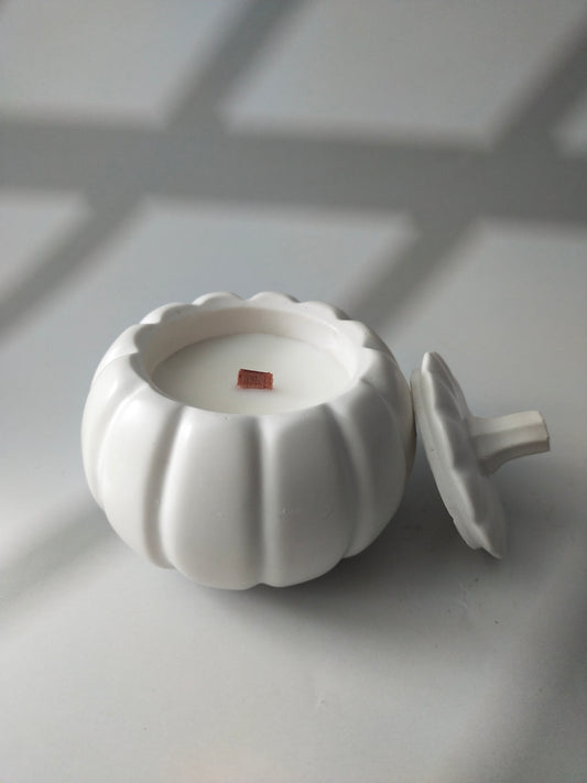 Pumpkin-Shaped Candle with Wooden Wick